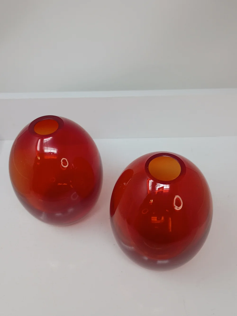 Red-Orange Gradient Glass Vase Pair - Sleek Decorative Vases